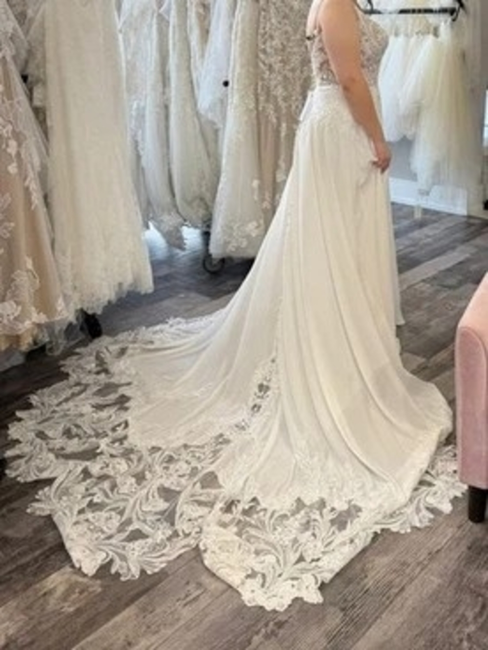 Allure Bridals Chiffon A-Line Wedding Dress Ivory/champagne Size 10
